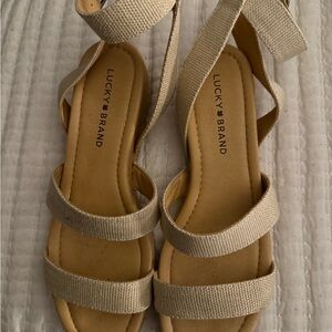 Lucky Brand Women's Tan Strappy Espadrilles Sandals Sz 8
